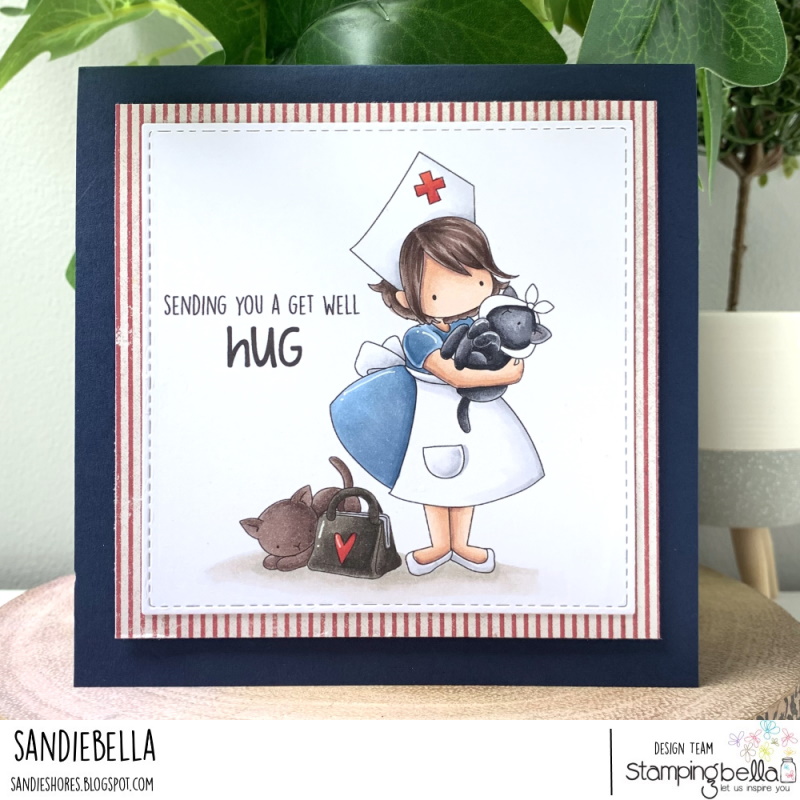 www.stampingbella.com: rubber stamp used: TINY TOWNIE NURSE card by SANDIE DUNNE