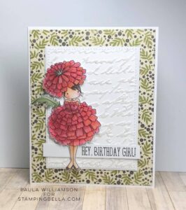 TINY TOWNIE GARDEN GIRL MARIGOLD RUBBER STAMP (October Birth Flower)