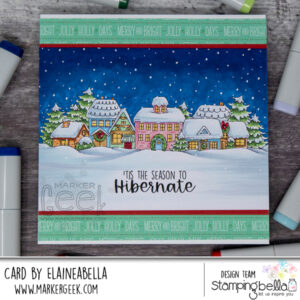 CHRISTMAS VILLAGE BACKDROP RUBBER STAMP