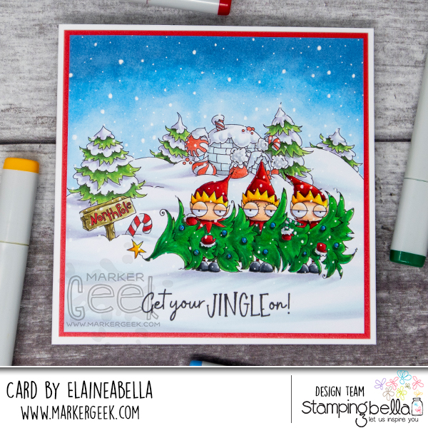 NORTH POLE BACKDROP RUBBER STAMP