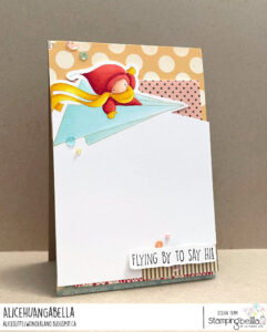 BUNDLE GIRL ON A PLANE RUBBER STAMP (INCLUDING 2 SENTIMENTS)