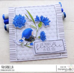 BUNDLE GIRL WITH A CORNFLOWER RUBBER STAMP