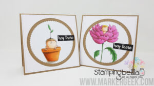 LONG STEMMED BABY PEONY RUBBER STAMP (includes sentiment)