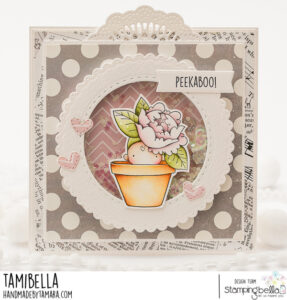 PEONY BABY IN A POT RUBBER STAMP (includes sentiment)