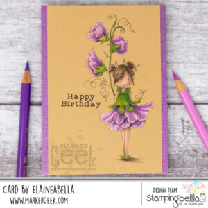 TINY TOWNIE GARDEN GIRL SWEETPEA RUBBER STAMP (April's BIRTH FLOWER)