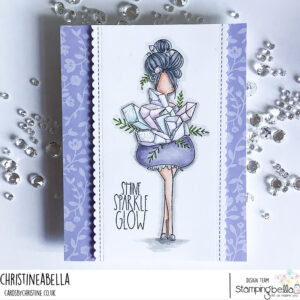 CURVY GIRL COLLECTING CRYSTALS RUBBER STAMP