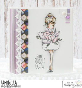 CURVY GIRL COLLECTING CRYSTALS RUBBER STAMP