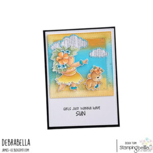 SUMMER BUNDLE GIRL & PUPPY HULA DANCE RUBBER STAMP SET (includes 2 stamps)