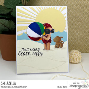 SUMMER BUNDLE GIRL WITH A BEACH BALL & PUPPY RUBBER STAMP SET (includes 2 stamps)