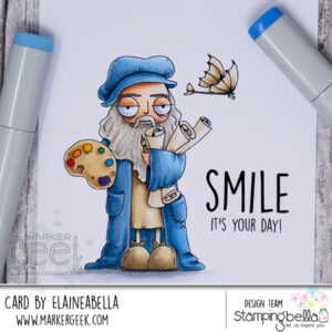 ODDBALL LEONARDO RUBBER STAMP SET INCLUDES 2 SENTIMENTS & FLYING MACHINE ACCESSORY STAMP