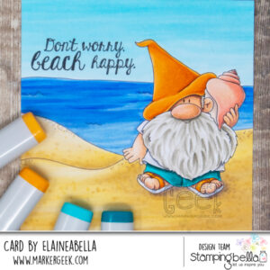 GNOME WITH A SEASHELL RUBBER STAMP SET (includes 1 sentiment stamp)