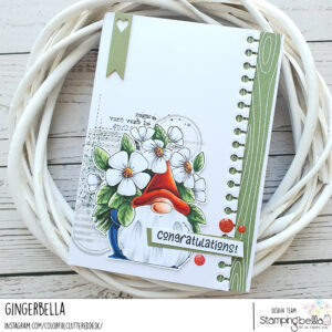 FLOWERY GNOME RUBBER STAMP SET (includes 1 sentiment)