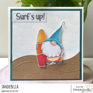 GNOME WITH A SURFBOARD RUBBER STAMP SET (includes 1 sentiment)