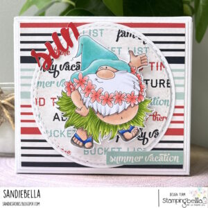 HULA GNOME RUBBER STAMP SET (includes 2 sentiment stamps)