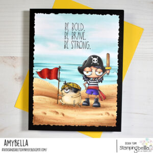 MINI ODDBALL PIRATE & PUG RUBBER STAMP