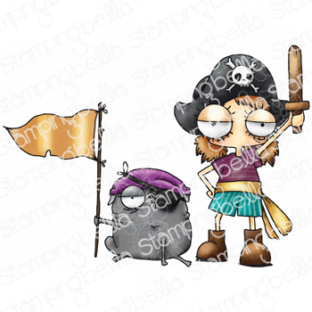 MINI ODDBALL PIRATE & PUG RUBBER STAMP