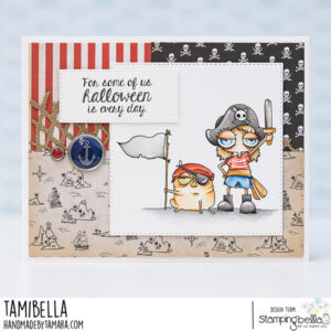 MINI ODDBALL PIRATE & PUG RUBBER STAMP