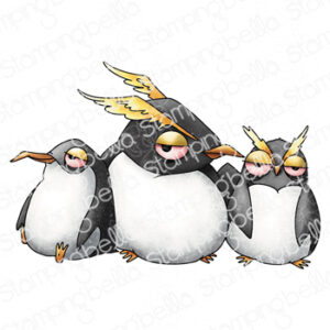 ODDBALL PENGUIN TRIO RUBBER STAMP