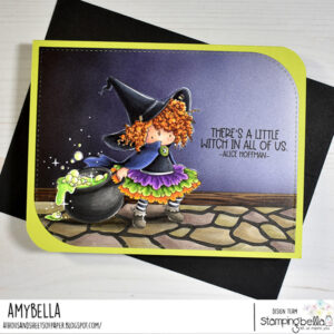 TINY TOWNIE WANDA THE WITCH & HER CAULDRON RUBBER STAMP