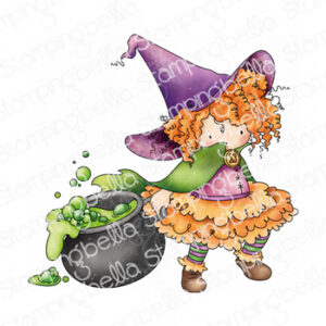 TINY TOWNIE WANDA THE WITCH & HER CAULDRON RUBBER STAMP