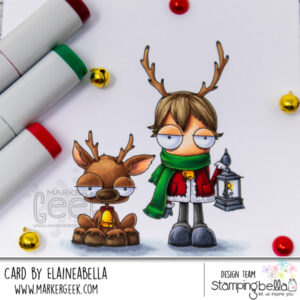 MINI ODDBALL AND HIS REINDEER RUBBER STAMP