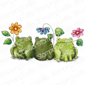 FROGS AND FLOWERS RUBBER STAMP