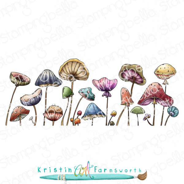 MUSHROOM BORDER RUBBER STAMP