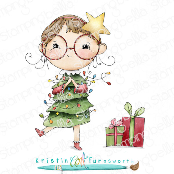 LUNETTES CHRISTMAS GIRL RUBBER STAMP SET (includes 2 stamps)