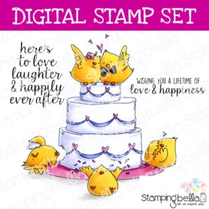 Stamping Bella Wedding Chicks digital stamp set. Cute image and sentiments for card-making and other creative projects.