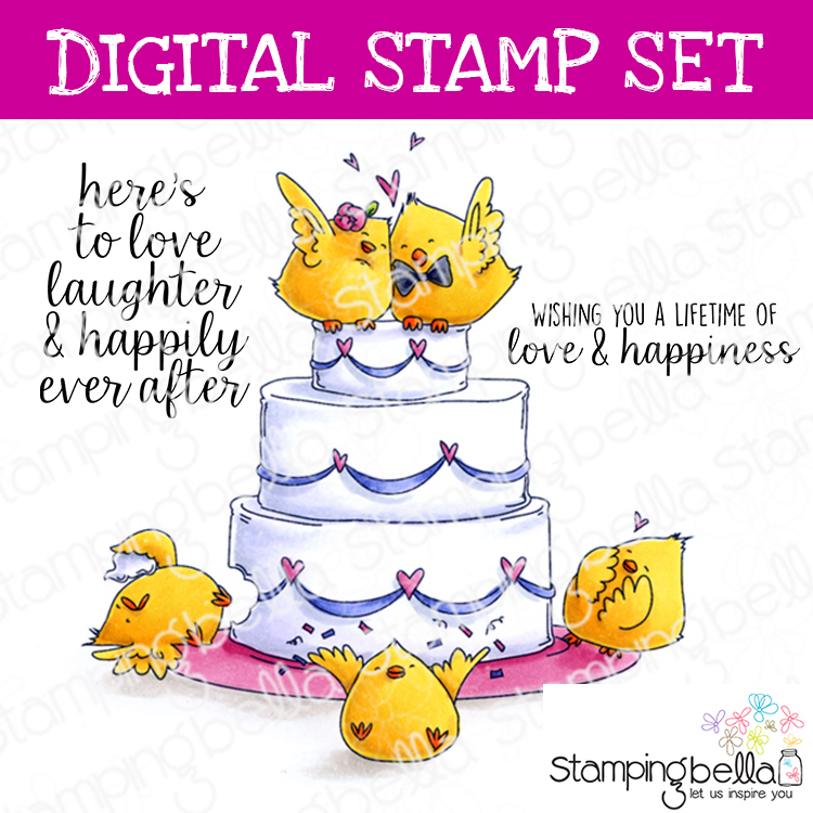Stamping Bella Wedding Chicks digital stamp set. Cute image and sentiments for card-making and other creative projects.