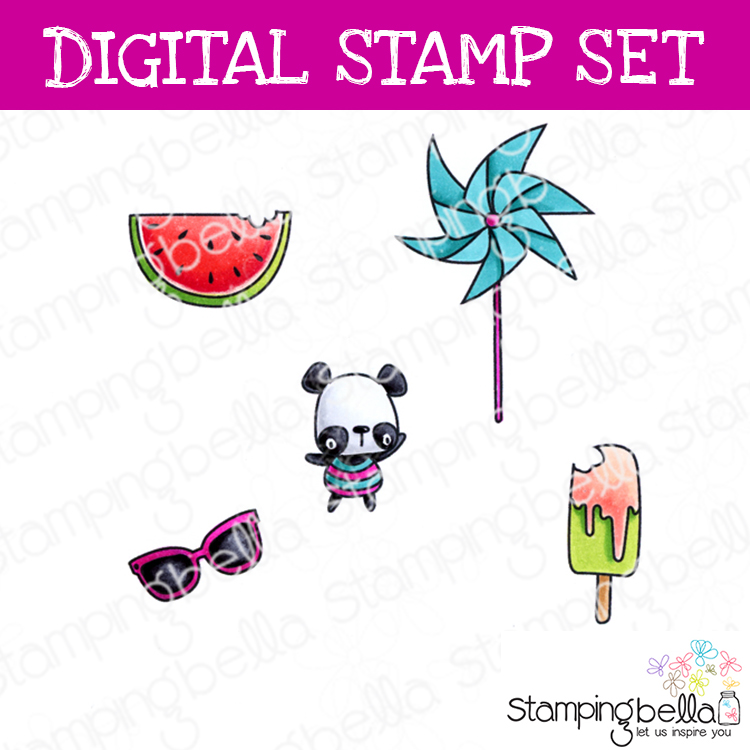 Stamping Bella Littles Pinwheel digital stamp set. Cute images for card-making and other creative projects.