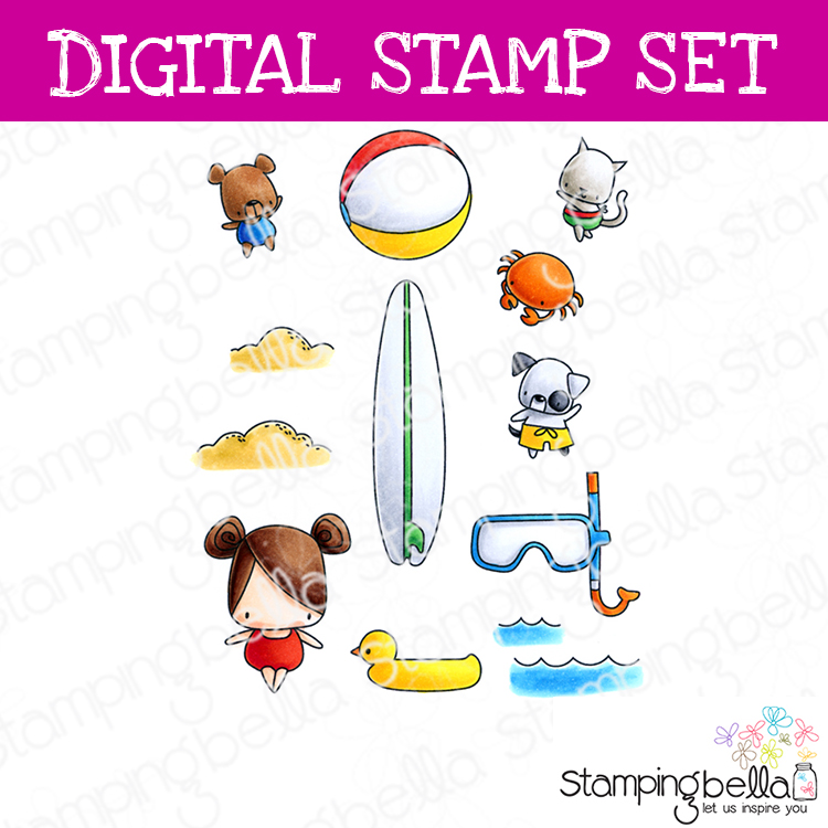 Stamping Bella Littles Snorkel digital stamp set. Cute images for card-making and other creative projects.