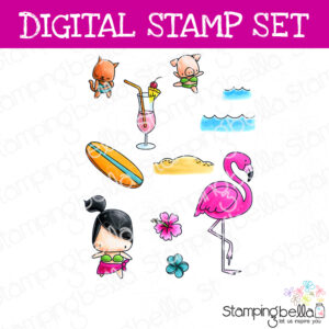 Stamping Bella Littles Surfer digital stamp set. Cute images for card-making and other creative projects.