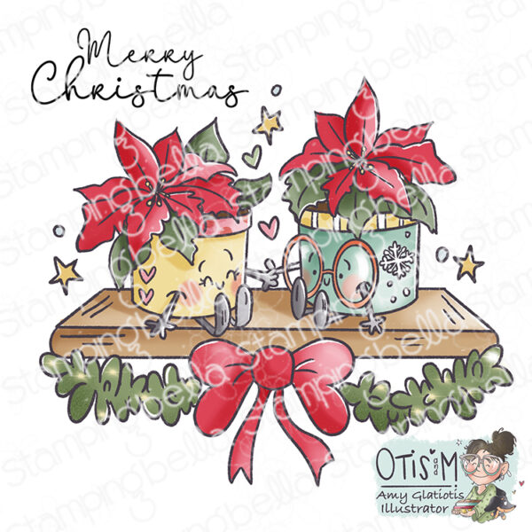 SPEC-TACULAR POINSETTIA PAIR RUBBER STAMP SET (includes 2 stamps)